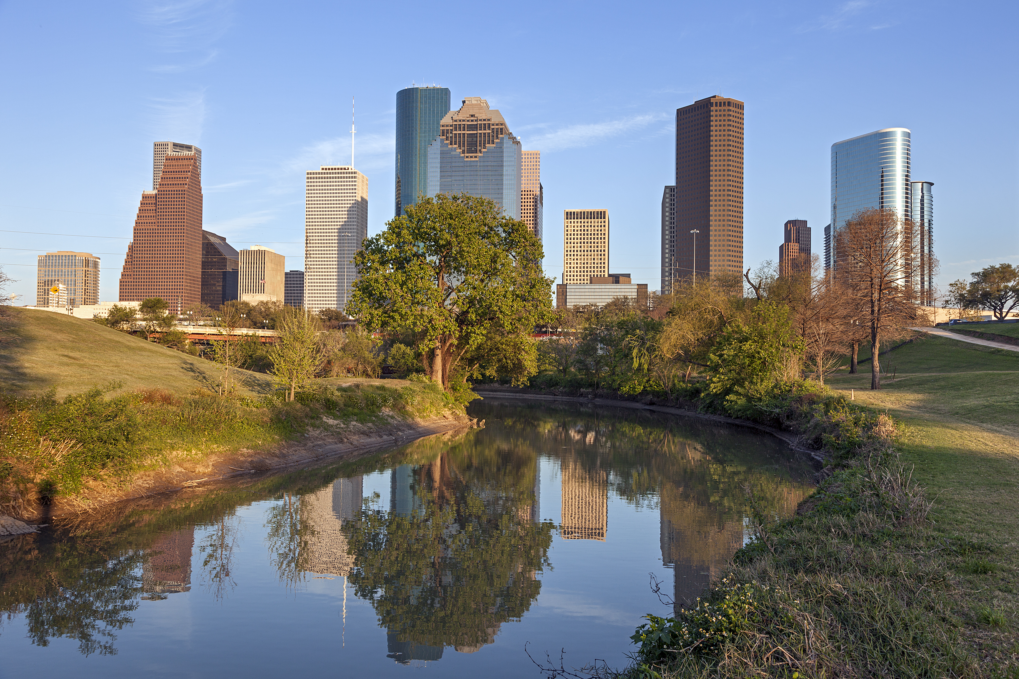 Houston Skyline with Buffalo Bayou